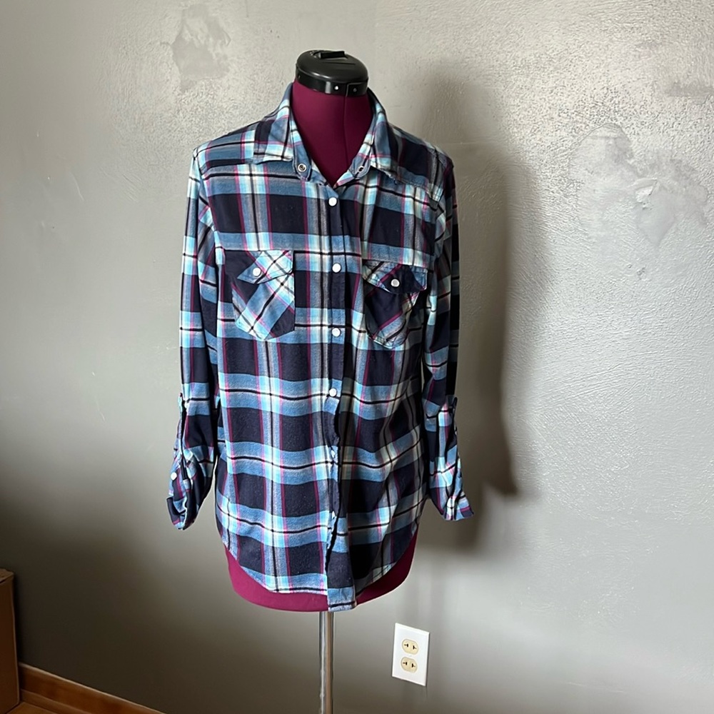 Button Down Snap. County Looking Blouse Size Xl - image 1